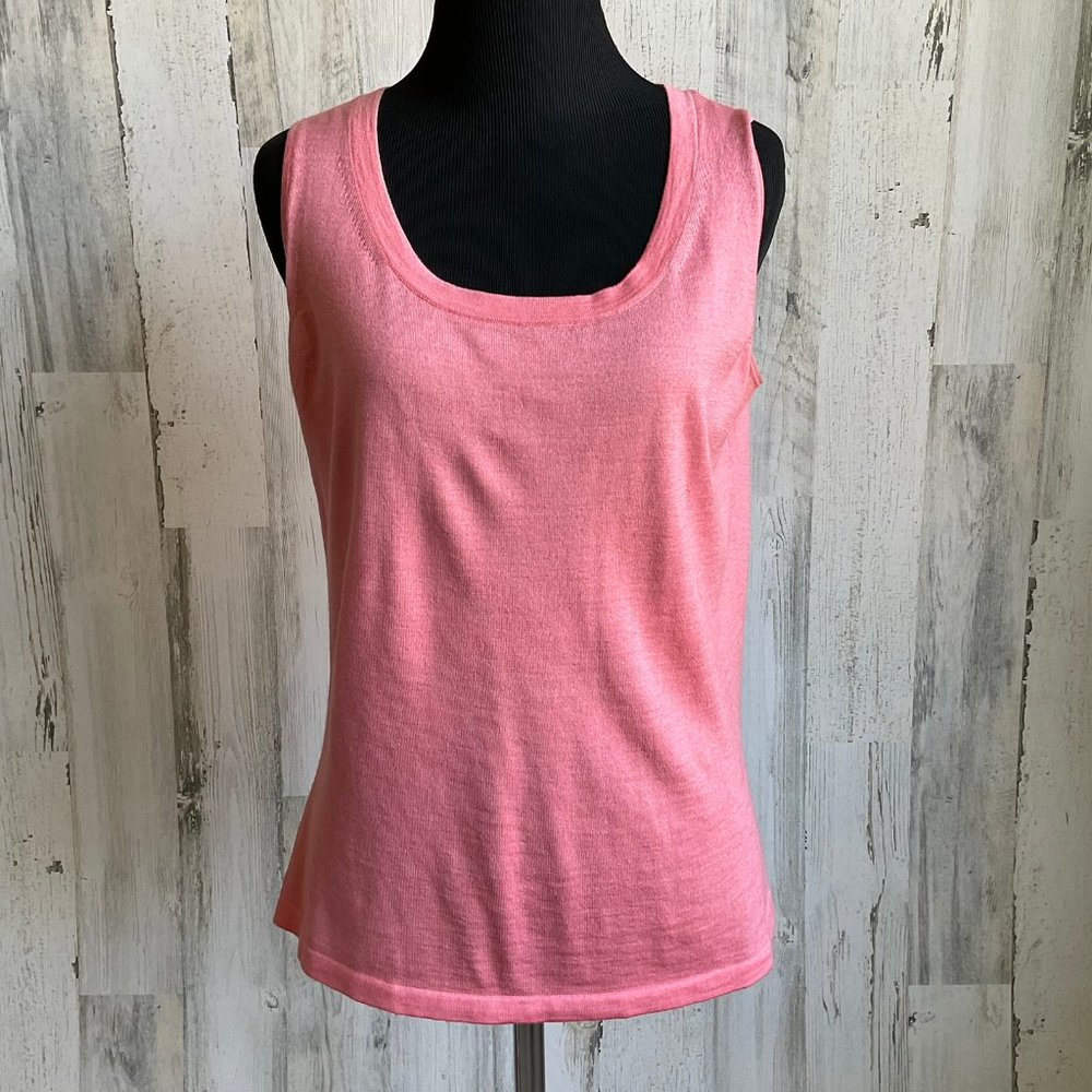 CLEARANCE! St. John Size Small Scoop Slvless Sweater Coral Pink Wool Silk 2010